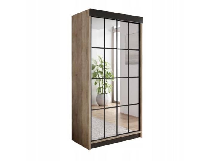 KIER FURNITURE Schiebeschrankmit Spiegel ARI Sonoma 100x200x62 cm Geräumiger, Schiebeschrank mit platzsparenden, Türen und Stauraum für Kleidung, Wäsche und Accessoires