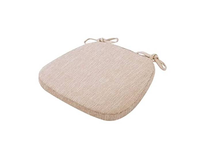 Yadlan Sitzkissen Stuhl 4er Set, Stuhlkissen 40x40 Mit BäNdern Landhaus, Sitzpolster Stuhl Halbrund 4 StüCk, rutschfest Sitzkissens KüChenstuhl 4.5cm Dick Sitzpolster Gepolstertes Beige
