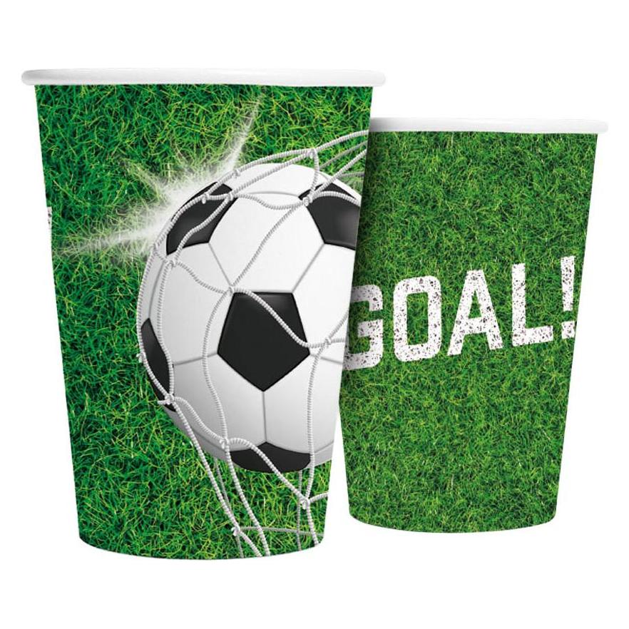 Globos Europe Fussball-Pappbecher, 8 Stück, 210 ml (8x) (5712735073253)