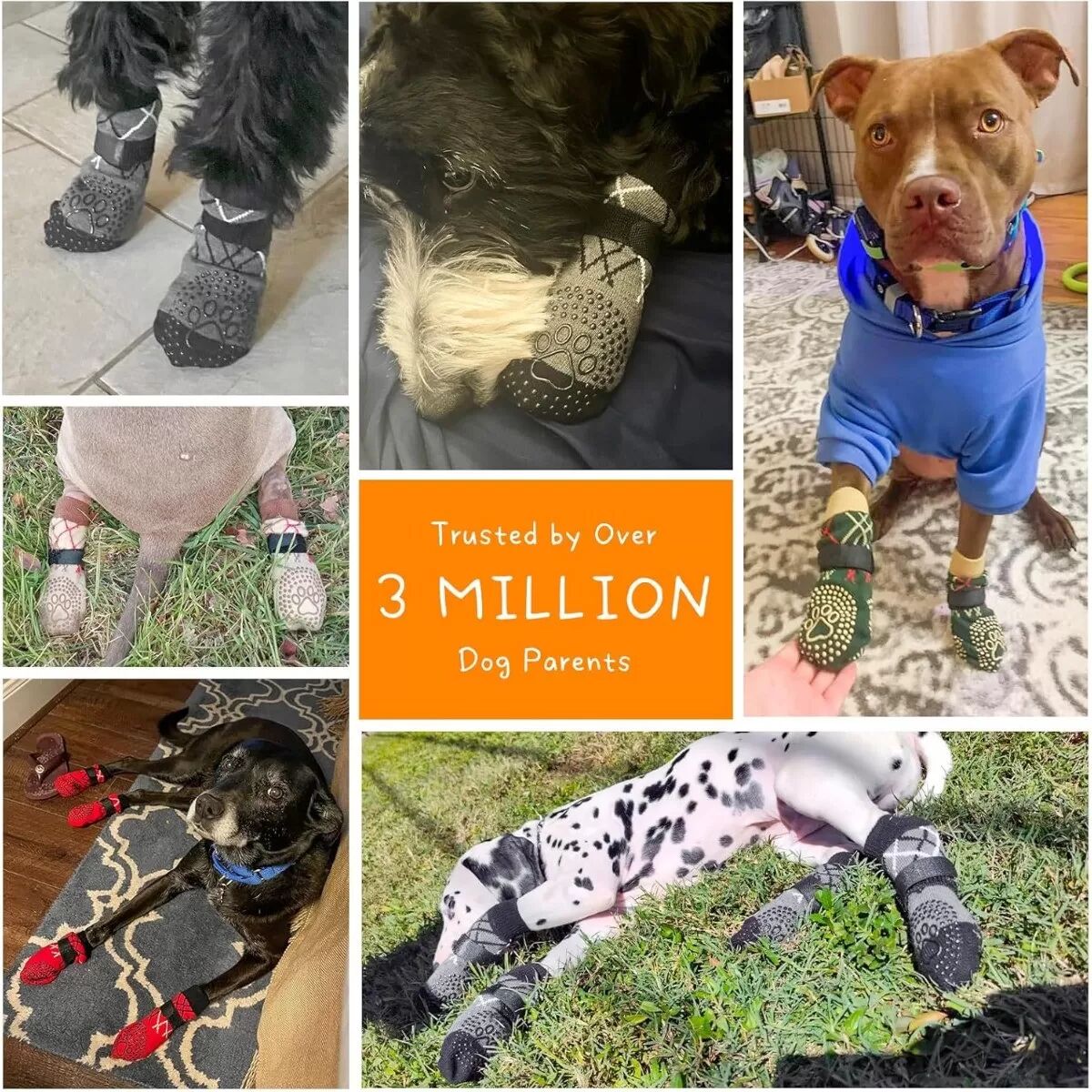 INF Rutschfeste Haustiersocken Pfotenschutz - Gestrickte Hundesocken für den Innenbereich S