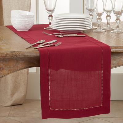 Saro Lifestyle Classic Hemstitch Table Runner - Textured Border Runner for Dining & Formal Entertaining