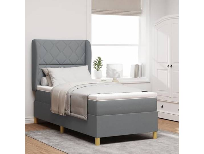 SKTQYQO Boxspringbett mit Matratze - Hellgrau - Multifunktionales Bett Bettgestell für Hotel und Studien geeignet 90x200 cm aus Stoff