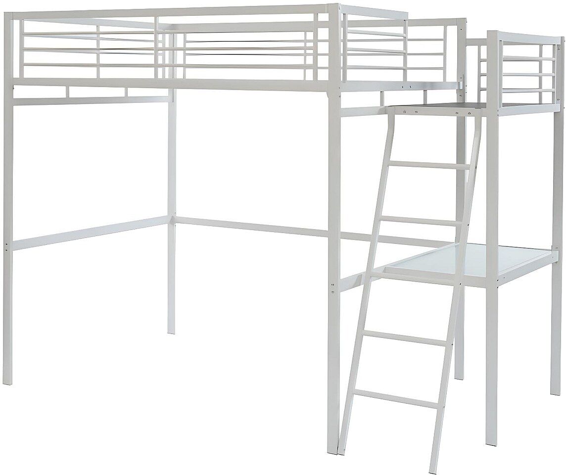 Vente-unique Lit mezzanine CASUAL II - 140 x 190 cm - plateforme bureau - Blanc