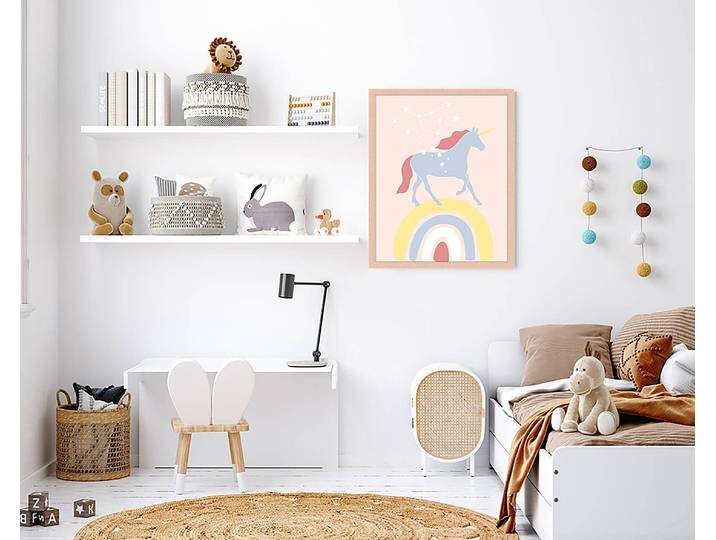 Tableau déco Colorful Unicorn 43 x 53cm Multicolore