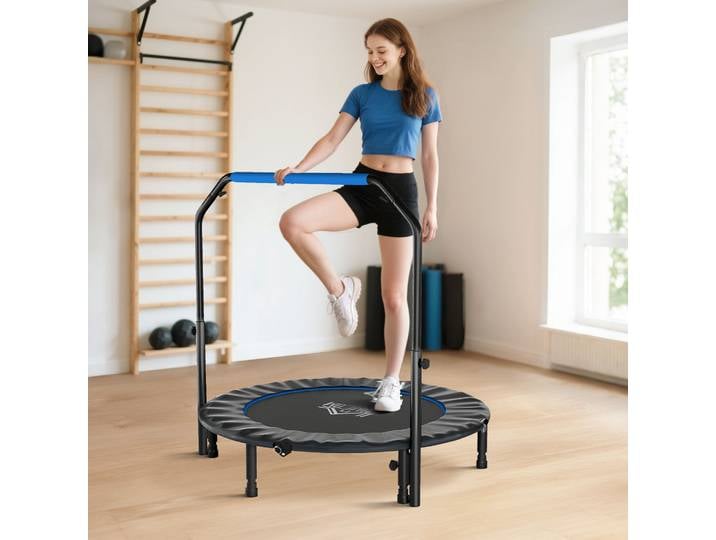 HOMCOM Trampoline Fitness Ø122cm Pliable avec Poignée Réglable