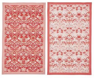 "Spode Morris and Co Set of 2 Strawberry Thief Tea Towels - 17.7"" x 25.2"""