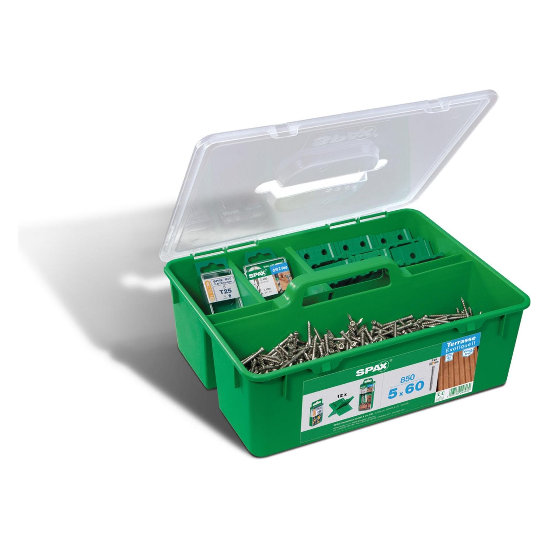 Spax Green Box Terrasse A2 Zylinderkopf T-Star Plus T25 Fixiergewinde Cut 850 (850 Schrauben pro Stück) (229920)