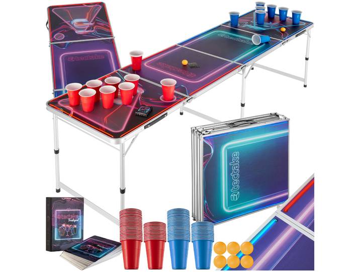 Aluminium Bierpongtisch BeerWars I mit LED-Beleuchtung - bunt