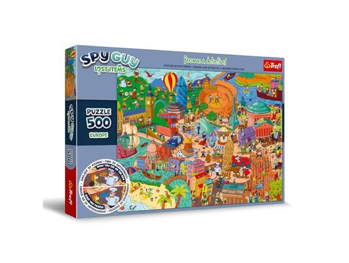 Trefl - Puzzels 500 Stukjes Lost Items: Europa Spy Guy: Zoek de verschillen
