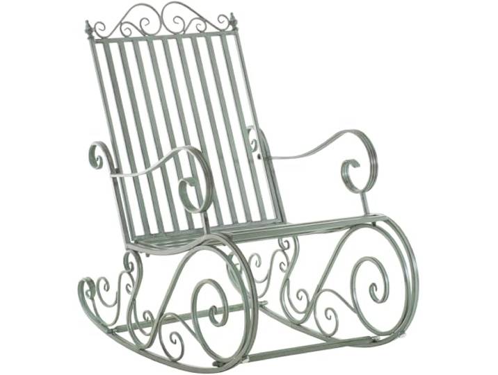 CLP Schaukelstuhl Relaxstuhl Smilla, wetterfest für Garten, Metallgestell, ergonomisch, Landhausstil, Outdoor Sessel Farbe antik-grün