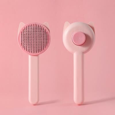 Happy Pet Pantry Self Cleaning Cat Grooming Brush For Long Hair Cats & Dogs Pet Deshedding Brush pink