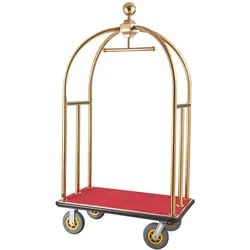 VEVOR Hotelgepäckwagen, 680 kg Tragkraft, Pagenwagen mit gebogenen Pfosten, Hotelwagen, Kofferwagen mit rotem Teppichboden und 20 cm großen Gummirädern, ideal für Hotels, Eigentumswohnungen, Resorts
