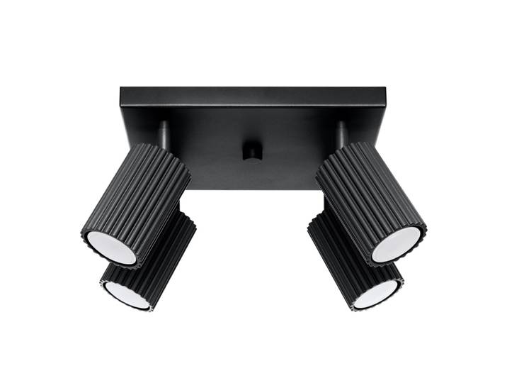 Plafonnier Aluminium Noir GU10 4 Karbon