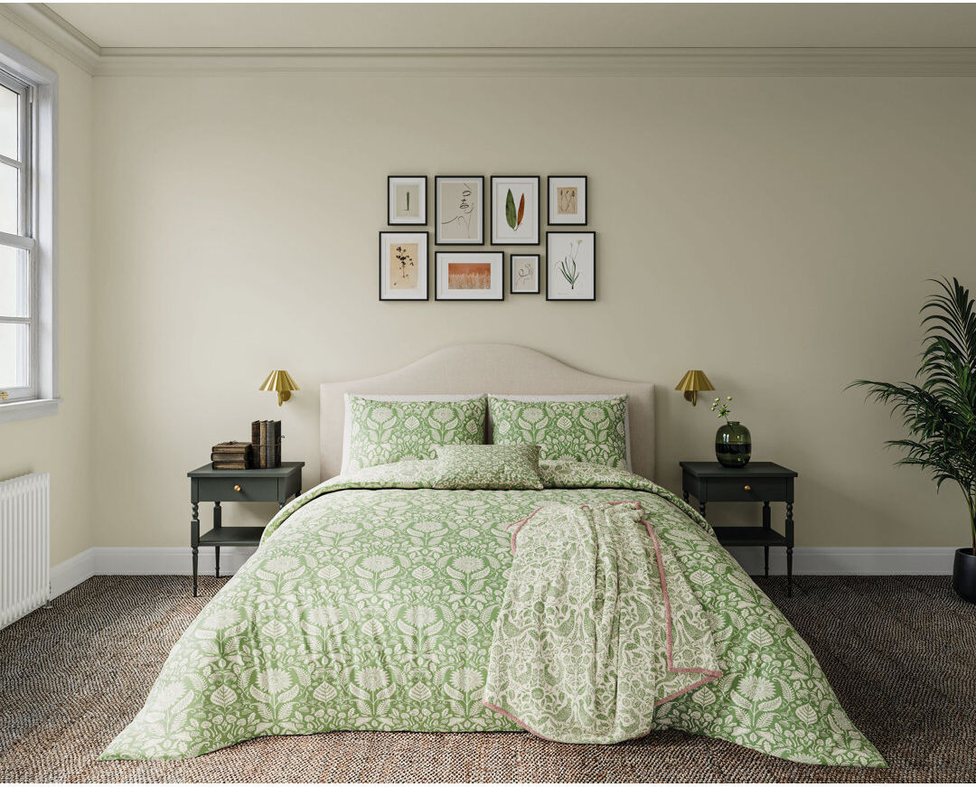 Helena Springfield Sunflowers Duvet Cover Set Green Kingsize Duvet Cover + 2 Pillowcases