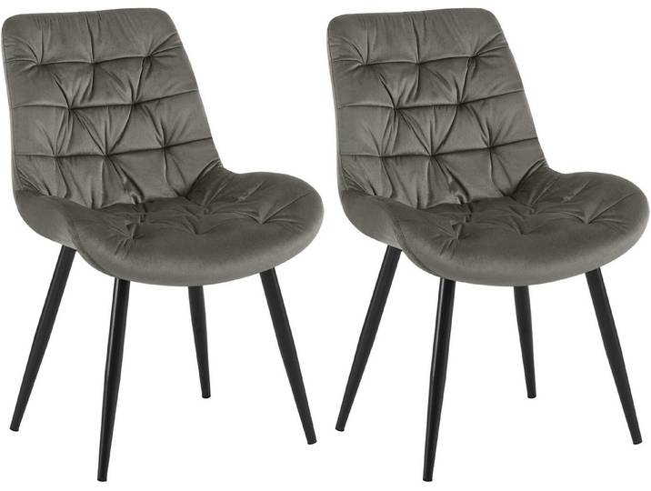 CLP Esszimmerstuhl Rossford Samt (2er Set), Gesteppt, 4-Fuß-Stuhl, Metallgestell