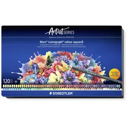 STAEDTLER® Mars Lumograph colour aquarell 104 wasservermalbarer Farbstift, Metalletui mit 120 Farbstiften in sortierten Farben