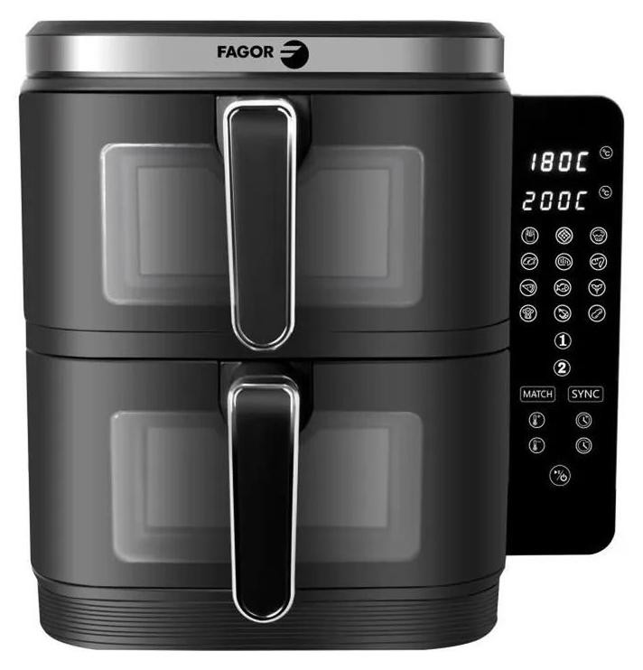 Fagor Airfryer FGD11 Oil-free Fryer met 11L capaciteit en 5.5L dubbele tanks, 12 programma's, 2800W