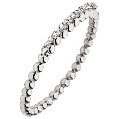 Armband JOBO "Kugelarmband Layering 16,5 cm", silber (silber 925), Armbänder, Damen, 16,5cm, Silber 925 (Sterlingsilber), Armband, 925 Silber mit Ankerkette und Herzanhänger