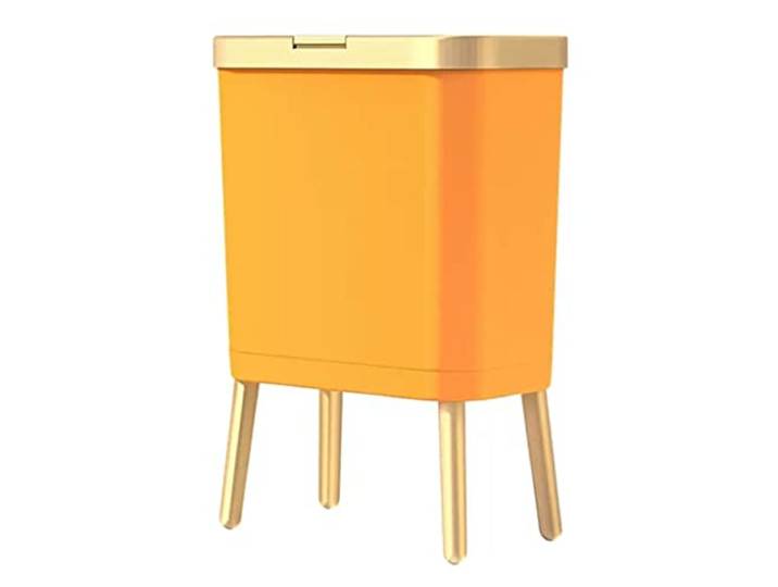 NFDVXCCA Mülleimer, 15L schlanker Plastik Mülleimer mit Füßen Bad Küche Schlafzimmer Büro(/Orange)