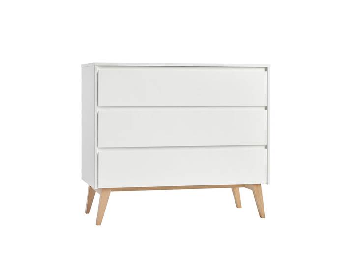 Commode 3 tiroirs Pinio Swing - Blanc et bois
