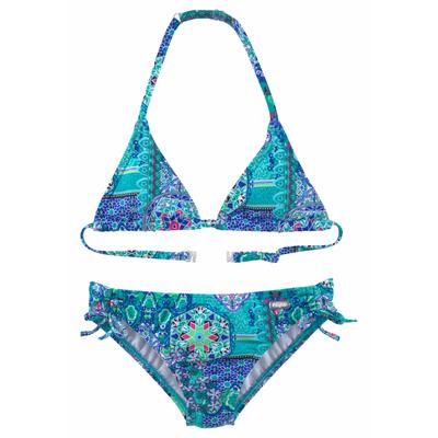 Triangel-Bikini BUFFALO "Shari Kids", Mädchen, Gr. 146/152, N-Gr, grün (türkis, bedruckt), Polyamid, Paisleymuster, Bikini-Sets Triangel-Bikini, im Folklore-Print
