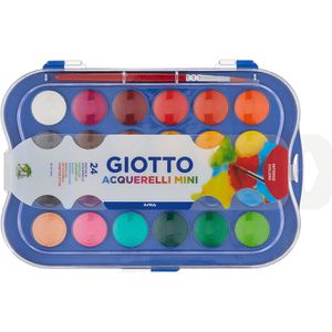 GIOTTO-Fila Farbkasten F352600, Acquerelli Mini, Deckfarbkasten, mit Pinsel, 24 Farben