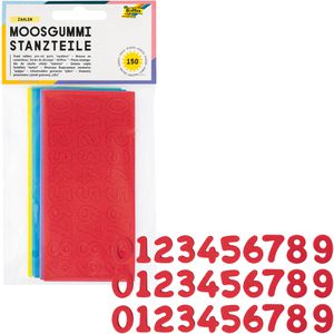 Folia Moosgummi 2354 Zahlen, Höhe 1,5 cm, farbig sortiert, 2 mm Stärke, 150 Stück