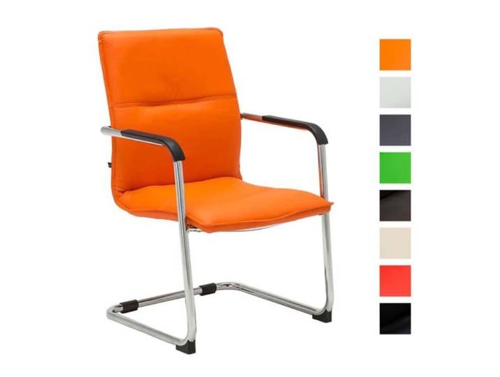 Chaise de Visiteur Cantilever Seattle en Similicuir - CLP - Orange - Piètement Luge en Métal