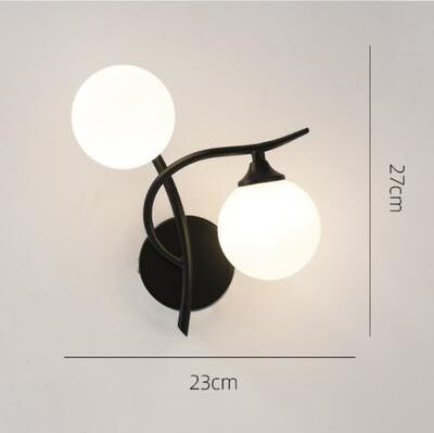 Friendly Fresh Finds Nordic Wall Lamp Glass Ball Design Modern Bedside Wall Light black Right no Bulb