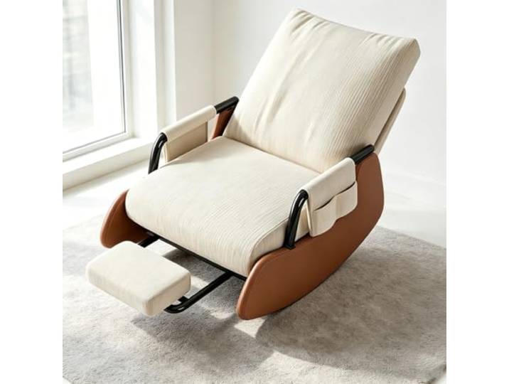 LCNDKF Schaukelstuhl Wohnzimmer mit Stabiler Schaukelbasis Schaukelnder Komfortsessel mit tiefer Sitzfläche 60x60cm und Rückenunterstützung für Lesestunden.