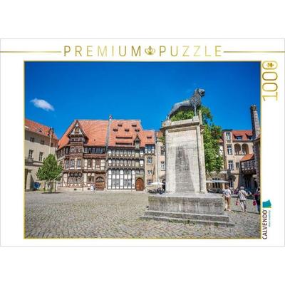 CALVENDO Puzzle Braunschweiger Löwe und Fachwerkhäuser auf dem Burgplatz | 1000 Teile Lege-Größe 64x48cm Foto-Puzzle für glückliche Stunden