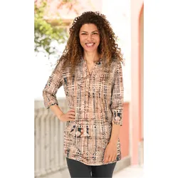 Viskose-Bluse in Druck camel in Größe 52 von DW-Shop, Camel, 52
