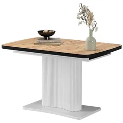 Vicco, Esstisch, Esstisch Fenaro, Schwarz/Weiss/Weiss, 120 x 80 cm ausziehbar (120 x 120 x 77.40 cm)