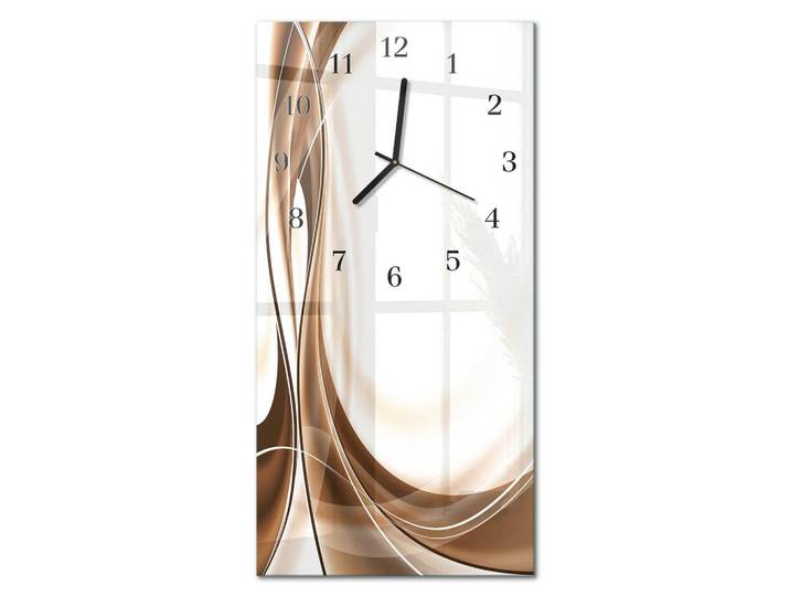 Tulup Wanduhr aus Glas 30x60 cm - Muster, Beige, Rechteckig, 30x60x0.4 cm, Dekoration, Uhren, Wanduhren