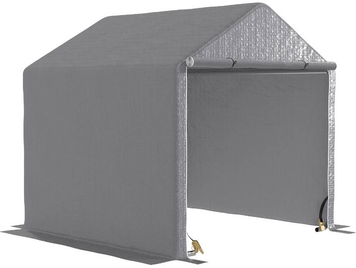 Outsunny Abri de jardin 2 x 2 x 2 m abri vélo extérieur avec cadre en acier galvanisé\, imperméable et résistant aux UV\, tente de stockage pour vélo\, moto\, outils - gris
