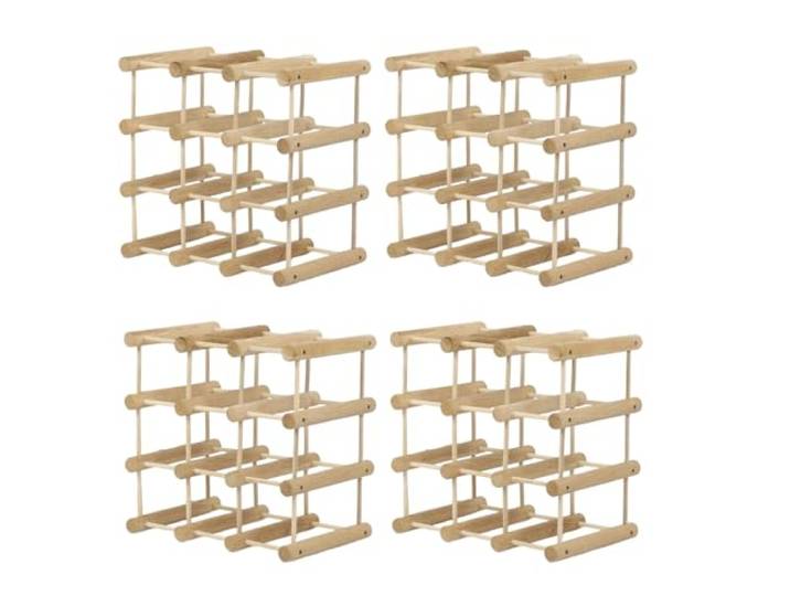 MODO24 Weinregal Modular Eiche Massivholz 56 Flaschen, 4 Module, Natur Modulares Flaschenregal & Weinständer aus Eichenholz, ModAbm 36x36x24 cm, Getränkeregal & Flaschenständer für Küche