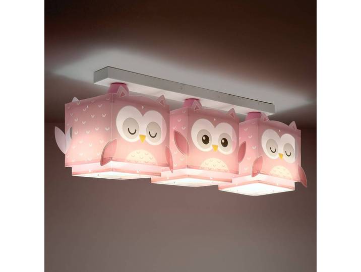 Dalber Hängeleuchte Little Owl, dimmbar, violett / pink / rose, für Kinderzimmer, Kunststoff