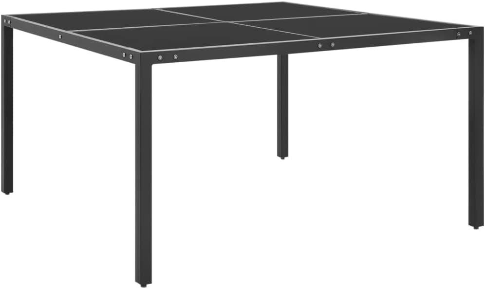 Anthrazitfarbener Gartentisch aus Stahl und Glas, 130x130x72 cm, robust, stabil und wetterfest für Balkon, Terrasse, Garten und Veranda