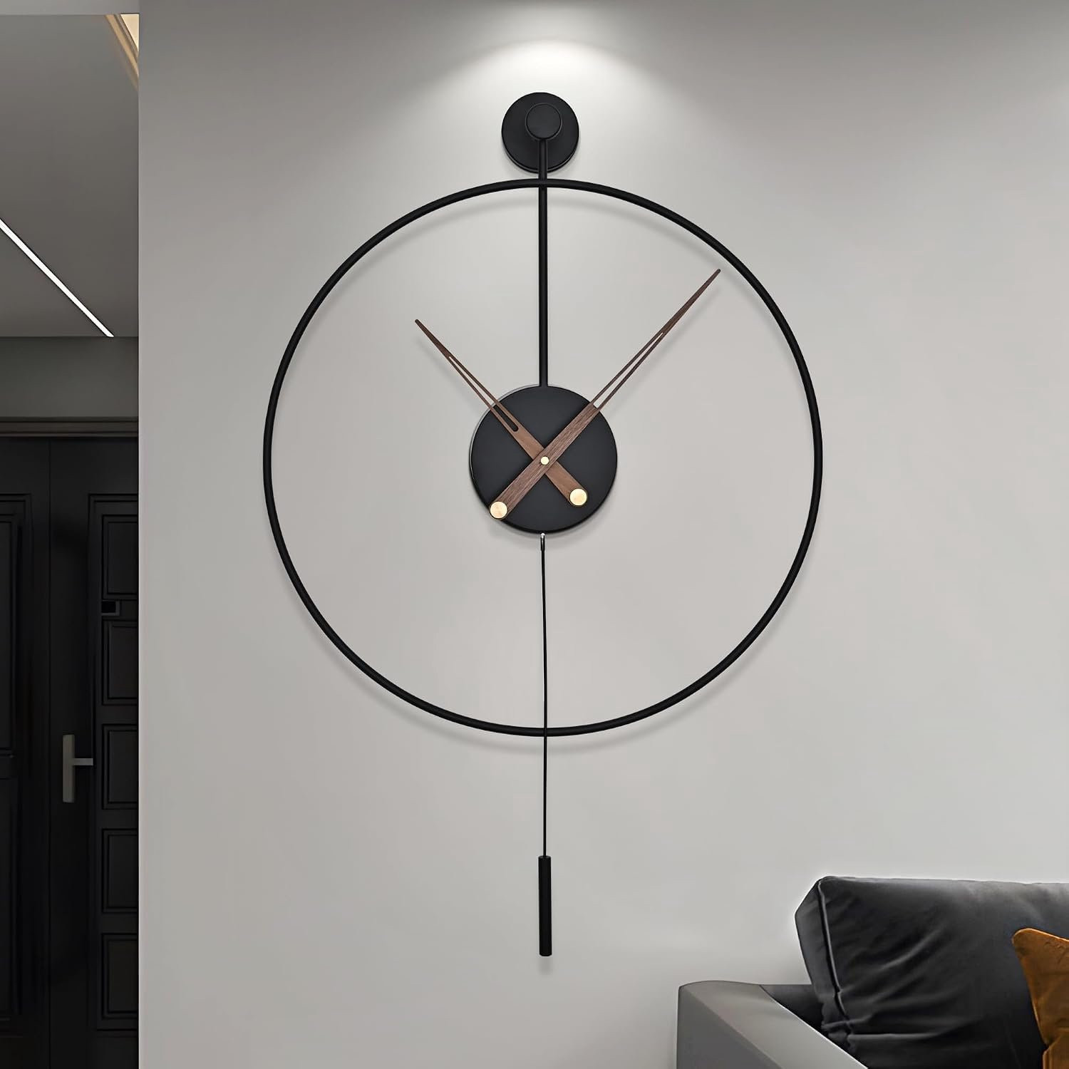 Moderne Stille Wandklok Pendule Metaal 60cm - Merkloos