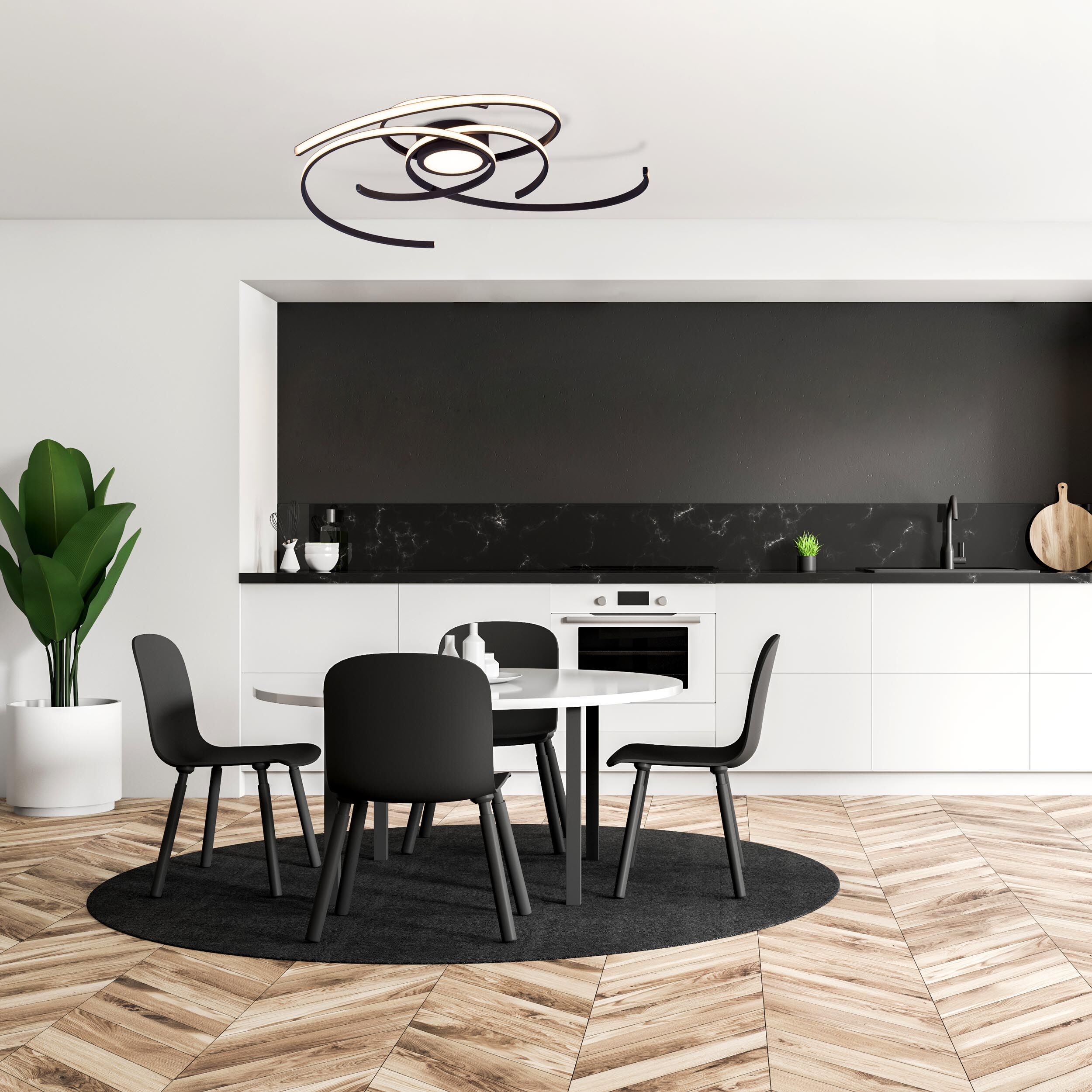 NÄVE LED Deckenleuchte "RADON" schwarz", schwarz, 1, Ø 75cm H: 7cm, 1 Stk., Leuchten, In 3-Stufen-dimmbar, Lichtfarbe warmweiß, Durchmesser 75cm, LED Deckenleuchte