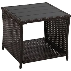 Relaxdays Balkontisch Polyrattan Braun,Schwarz