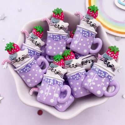 Uplifted Finds Kawaii Cartoon Cat Drink Figurines   10pc Resin Fruit Cup Charms   Professional DIY Craft & Home Decor Accessories p