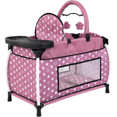 Puppenbett BAYER "Multi-Puppenbett", rosa mit sternen, Puppenmöbel, KinderB:37,5cm H:62cm T:65cm, mit integriertem Hochstuhl, Wickelablage und Mobile, B:37,5cm H:62cm T:65cm
