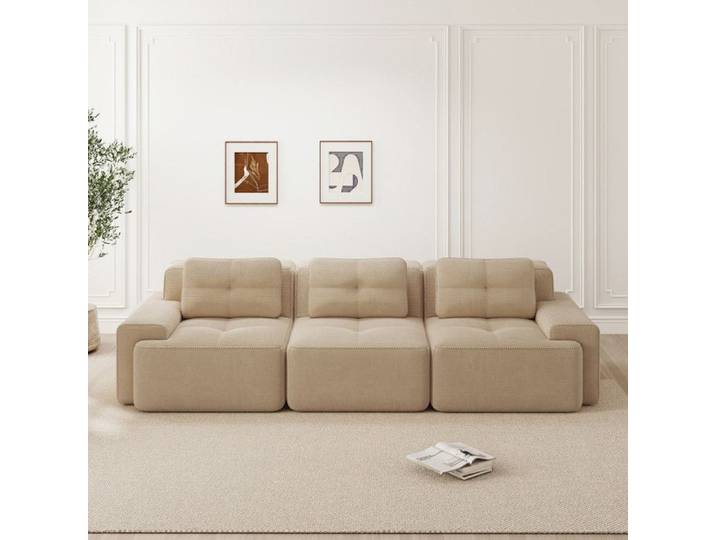 Nuvlagu - Canapé modulable - 3 Places - Canapé moelleux effet nuage - Non assemblé - Beige