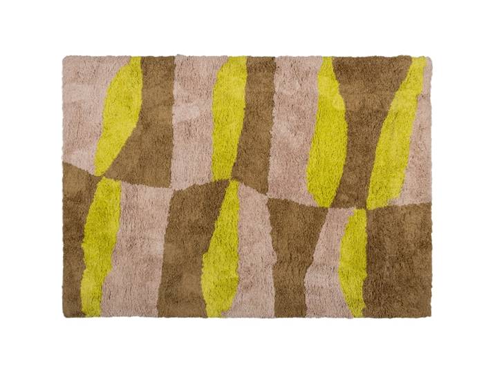 Tapis composé à laine et coton jaune