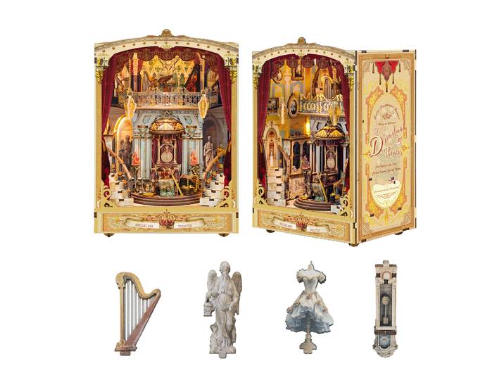Bricolage bois coin livre Figurines Miniatures Dreamland théâtre serre-livres étagère pour amis cadeaux d'anniversaire décoration de la maison artisanat