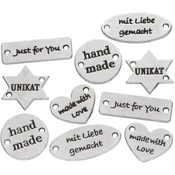 buttinette Label-Set "handmade", aus Metall, 2 – 3 cm, 10 Stück