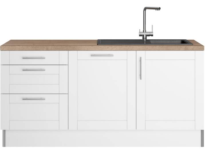 Küche Kochstation, MDF Fronten, Weiß Matt, 180×90,8×60 cm, Soft Close, Modern