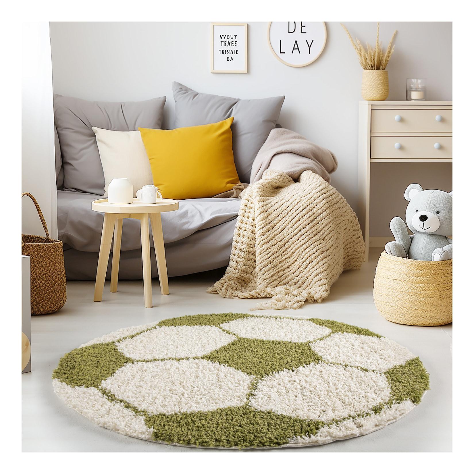 Kinderteppich MATREI, mit Fußball-Motiv, Grün, Ø 120 cm