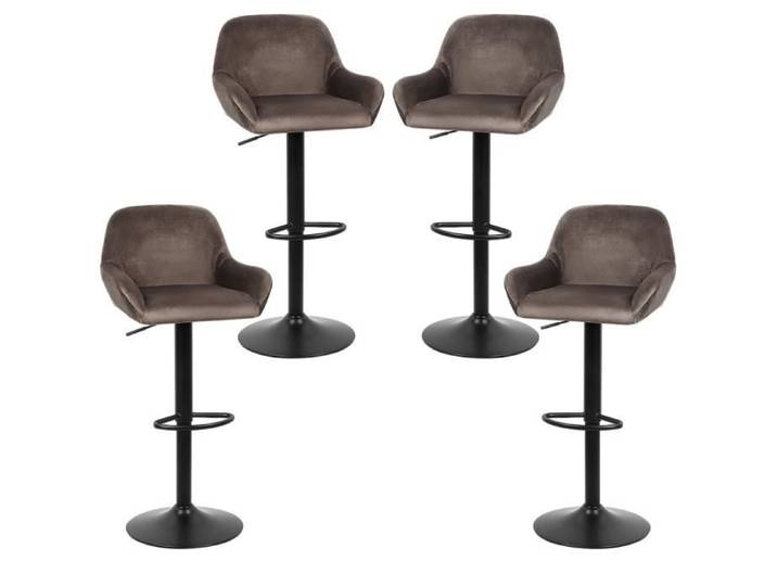 VIYI Lot de 4 Tabouret de Bar Marron Barre et Repose-Pieds Chromés Rotatif à 360° - Haute QUalité